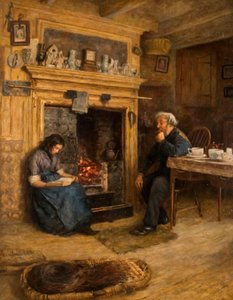 Interiér, Žena čte starému muži, 1889 od Frank Stanley Ogilvie